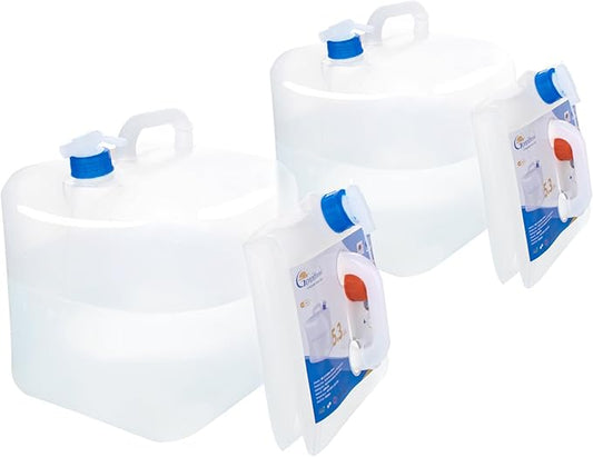 Collapsible Water Container Jug with Spigot, 2 Packs 5.3 Gallon BPA Free Camping Water Storage Carrier for Outdoor Hiking Backpacking & Emergency Survival Kit, Foldable Portable Canteen-NeatNest