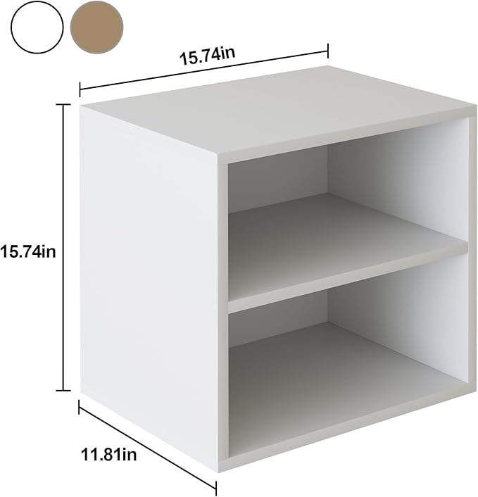 Garden 4 You Cube Organizer Shelf, 2-Tier Stackable Bookshelf, Wooden Display Bookcase with 2 Cube Storage, Small Storage Cabinet for Living Room, Bedroom - White-NeatNest
