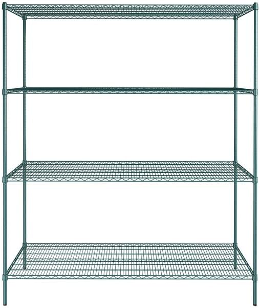 30" x 72" NSF Green Epoxy 4-Shelf Kit with 86" Posts, Heavy Duty Storage Shelving, Wire Shelving Kit, NSF Commercial Storage Rack Unit