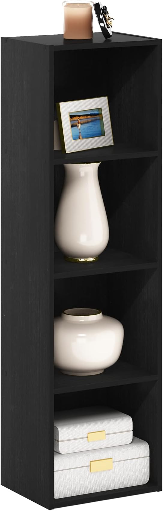 Furinno Luder Bookcase / Book / Storage, 4-Tier Cube, Blackwood-NeatNest