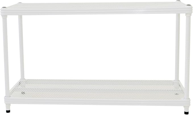 Design Ideas MeshWorks, 2-Tier Steel Shelving Rack, 440lb Capacity Per Shelf, White-NeatNest