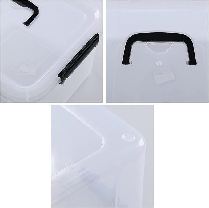 4-Pack 10.5 Quart Clear Latch Storage Box with Lid, Plastic Storage Latch Bin