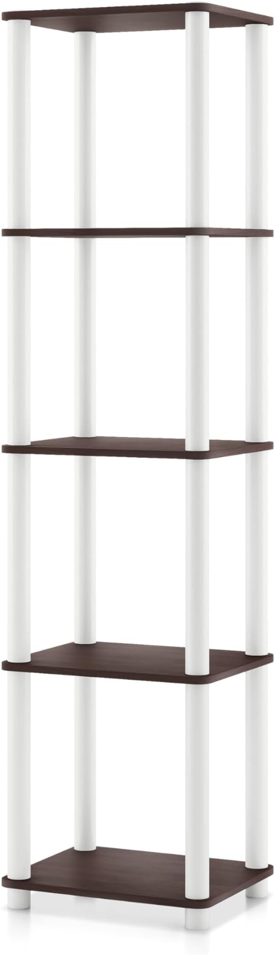 HOMES: Inside + Out Apexa Modern 5-Tier Narrow Shelving Units, Collectibles Display Shelves, Easy Assembly Standing Shelf, Home Storage Organizer for Living Room, Bedroom, Office, Espresso