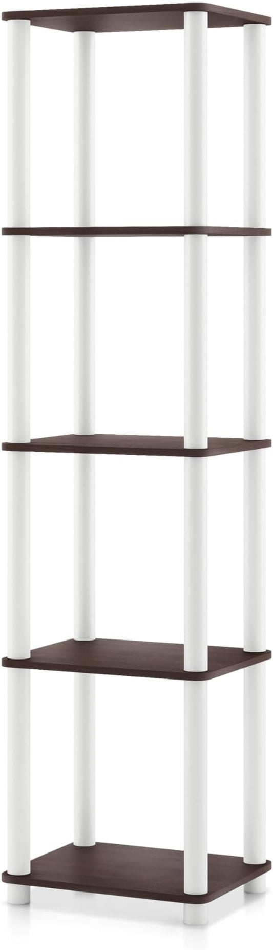 HOMES: Inside + Out Apexa Modern 5-Tier Narrow Shelving Units, Collectibles Display Shelves, Easy Assembly Standing Shelf, Home Storage Organizer for Living Room, Bedroom, Office, Espresso