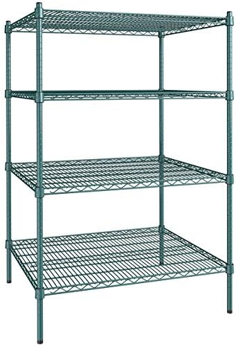 30" x 36" NSF Green Epoxy 4-Shelf Kit with 54" Posts, Heavy Duty Storage Shelving, Wire Shelving Kit, NSF Commercial Storage Rack Unit