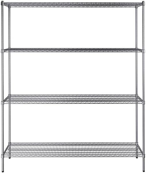18" x 72" NSF Chrome 4-Shelf Kit with 86" Posts, Heavy Duty Storage Shelving, Wire Shelving Kit, NSF Commercial Storage Rack Unit