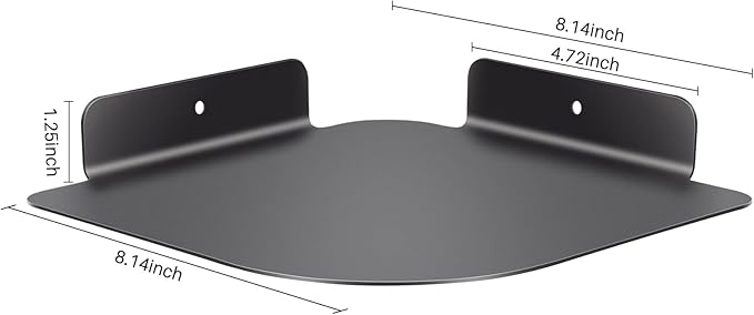 8" Floating Corner Shelf, Metal Corner Shelf Wall Mount for Wall Storage, for Smart Home, Speakers, Internet Router, Security Camera - for Bathroom, Kitchen, Bedroom, and Living Room (Black)-NeatNest