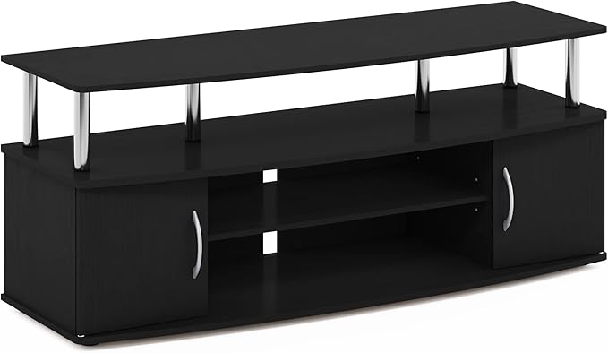 Furinno JAYA Large Entertainment Stand for TV Up to 55 Inch, Americano/Chrome-NeatNest