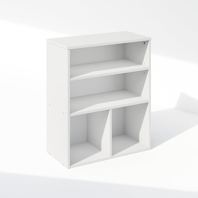 Furinno Reed 3 Tier Multipurpose Open Shelf Clothing & Closet Storage Organization, White-NeatNest
