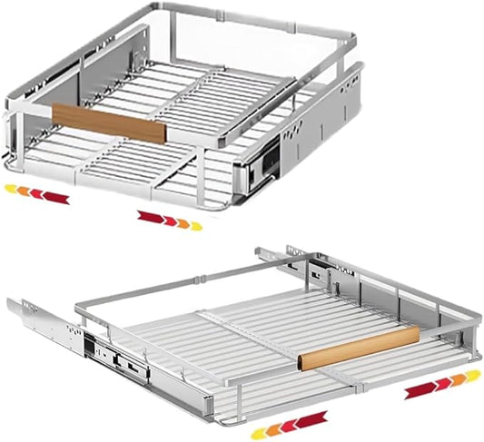 2 Pack Expandable Pull Out Cabinet Organizer，Side Mounting 11.8~18"x17.3"Cabinet Pull Out Shelves, Expandable Slide Out Spice Rack for Cabinet for Kitchen Bathroom Office-NeatNest