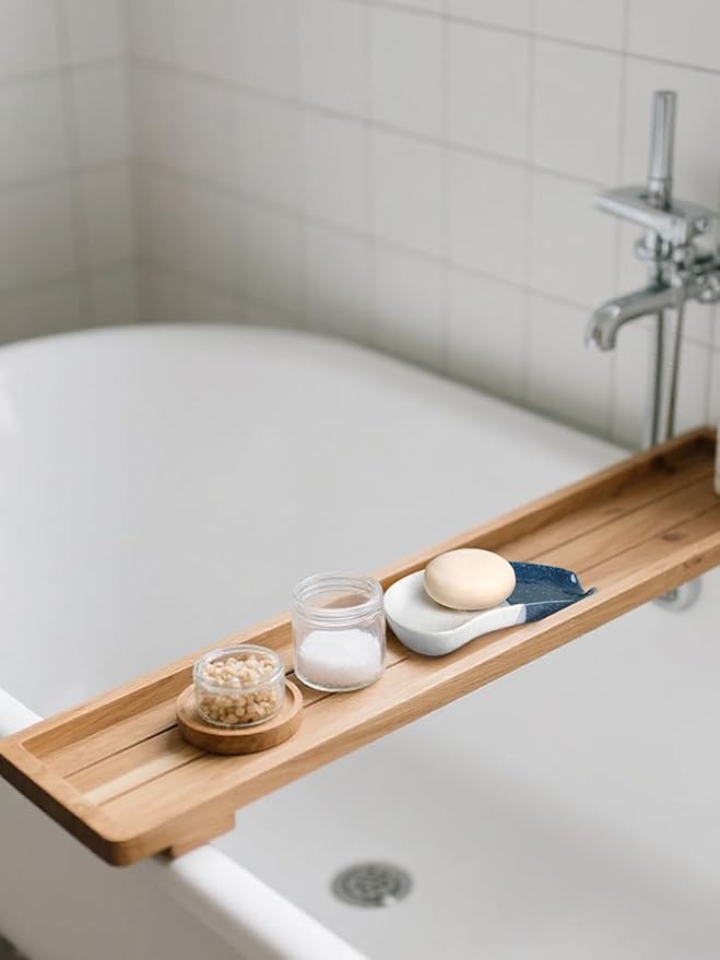 Ceramic Soap Dish – Blue & White Split-Glazed Porcelain Soap Holder with Drainage Grooves, Modern Sink or Bathroom Accessory, Stylish and Easy to Clean-NeatNest