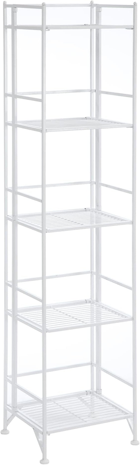 Convenience Concepts Xtra Storage Shelves - 5-Tier Folding Metal Storage Shelves, Closet Organizer for Office, Laundry Room, Bedroom, Garage, Kitchen, Bathroom, White-NeatNest