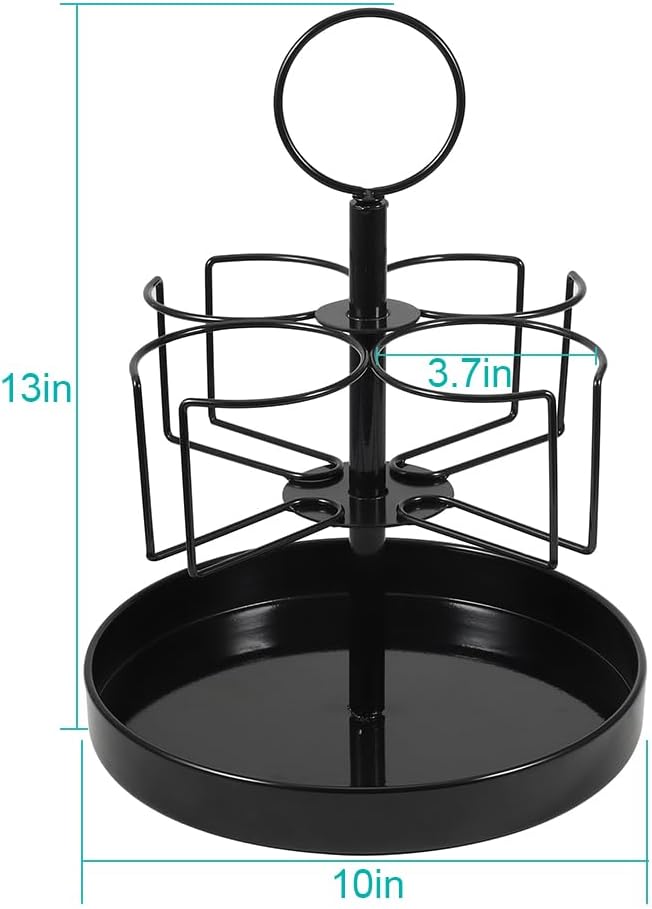 4 Mugs Stand Holder, Rotatable Metal Coffee & Beer Mug Rack with Tray Cups Drink Stand for Parties Countertop-NeatNest
