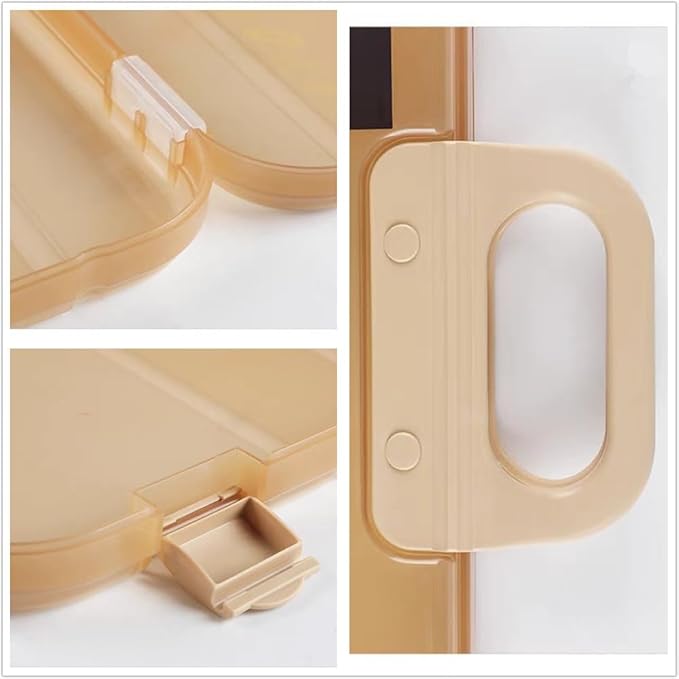 Clear Waterproof Document Storage Box with Snaps PP Files Organizer Cases for A4 Paper Magazines Notebooks School or Office Supplies (Khaki, 1pcs)