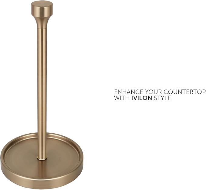 Ivilon Countertop Paper Towel Holder - Modern Bell End Minimalist Design - Color Warm Gold-NeatNest