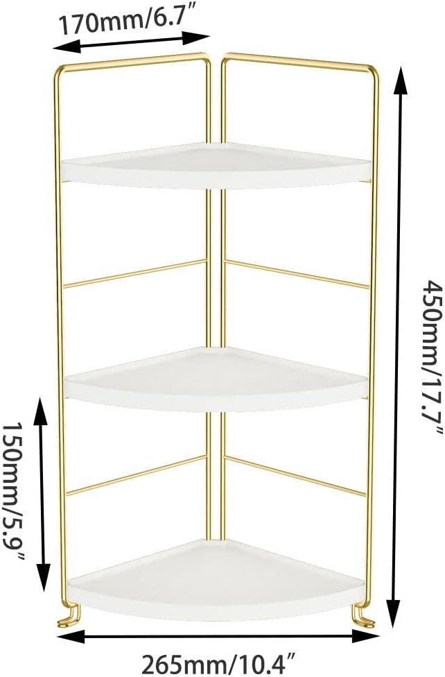3-Tier Kitchen Spice Rack , Standing Rack,Triangle Bathroom Countertop Storage Shelf ,Cosmetic Organizer Holder , Stackable Cabinet Organizer , Kitchen Counter Shelf , Corner Spice Rack ,Golden-NeatNest