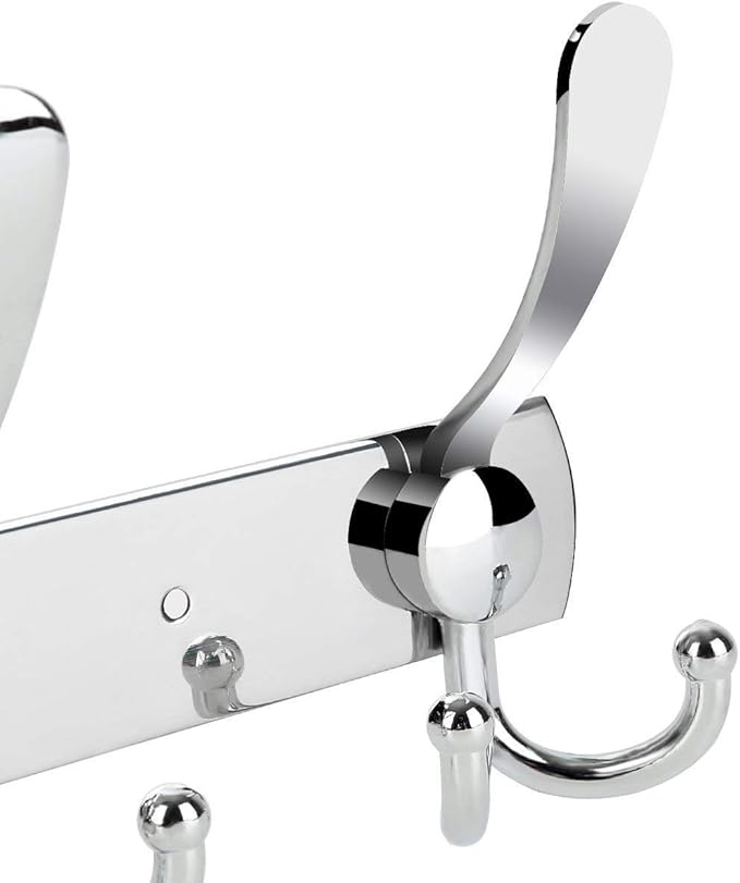 Coat Rack Wall Mounted,3 Tri Stainless Steel Coat Hook for Coat Hat Robes Towel in Mudroom Entryway (Sliver, 2 Pack 3 Hook)-NeatNest