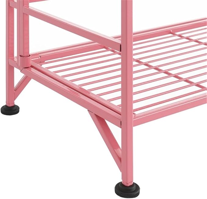 Convenience Concepts Xtra Storage Shelves - 5-Tier Folding Metal Storage Shelves, Closet Organizer for Office, Laundry Room, Bedroom, Garage, Kitchen, Bathroom, Pink-NeatNest