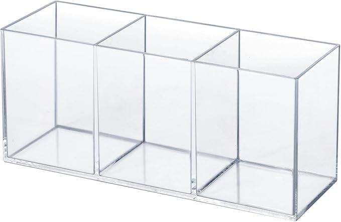 Clear Acrylic Silverware & Pen Organizer Caddy, Transparent Plastic Silverware Holder, Perfect for Office, Bedroom, and Bathroom Storage-NeatNest