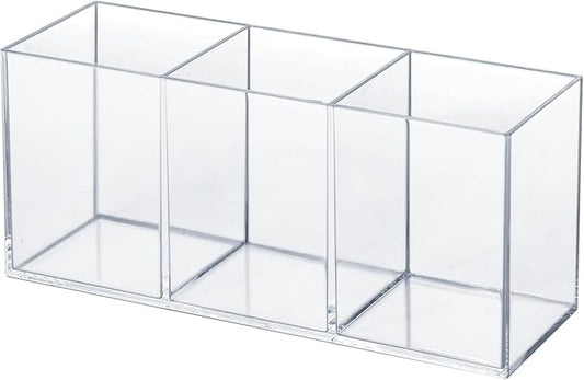 Clear Acrylic Silverware & Pen Organizer Caddy, Transparent Plastic Silverware Holder, Perfect for Office, Bedroom, and Bathroom Storage-NeatNest