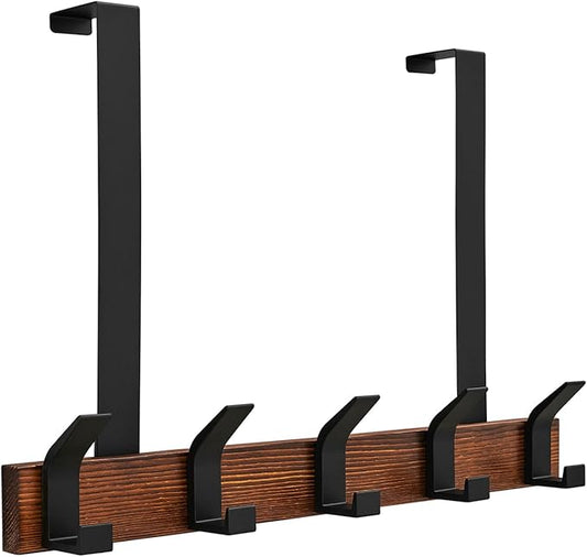 Over The Door Hooks - Door Hanger Hooks, Over The Door Towel Rack for Bathroom Pine Wood Over The Door Hooks for Hanging 16.9 Inches
