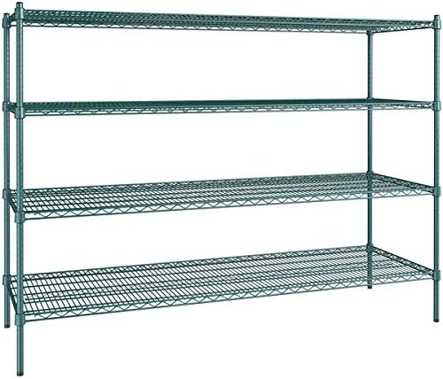 24" x 72" NSF Green Epoxy 4-Shelf Kit with 54" Posts, Heavy Duty Storage Shelving, Wire Shelving Kit, NSF Commercial Storage Rack Unit