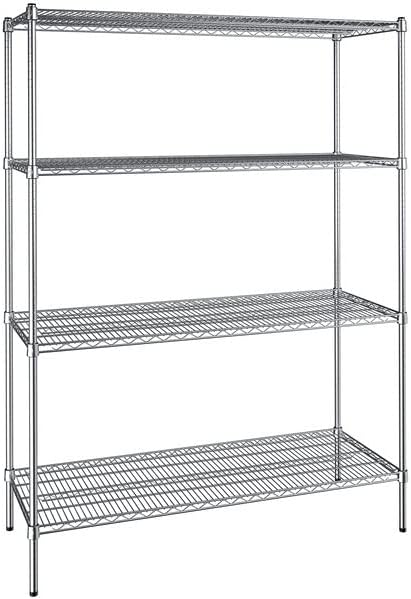 21" x 54" NSF Chrome 4-Shelf Kit with 74" Posts, Heavy Duty Storage Shelving, Wire Shelving Kit, NSF Commercial Storage Rack Unit