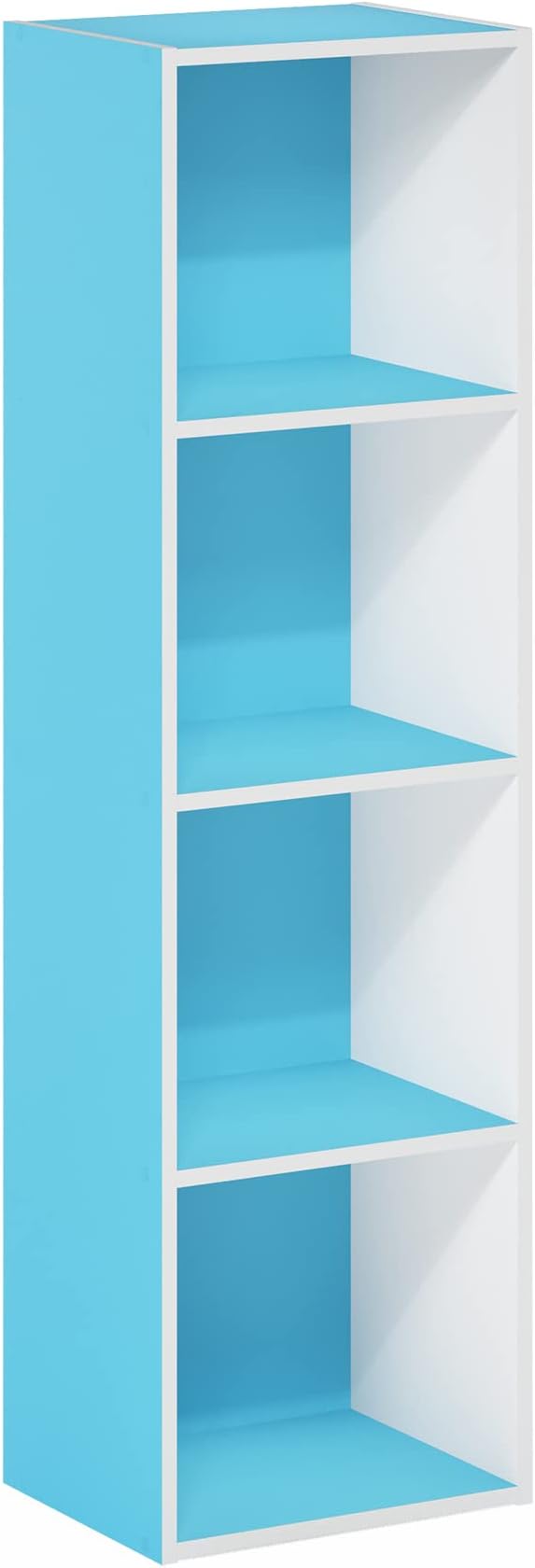 Furinno Luder Bookcase / Book / Storage, 4-Tier Cube, Light Blue/White-NeatNest