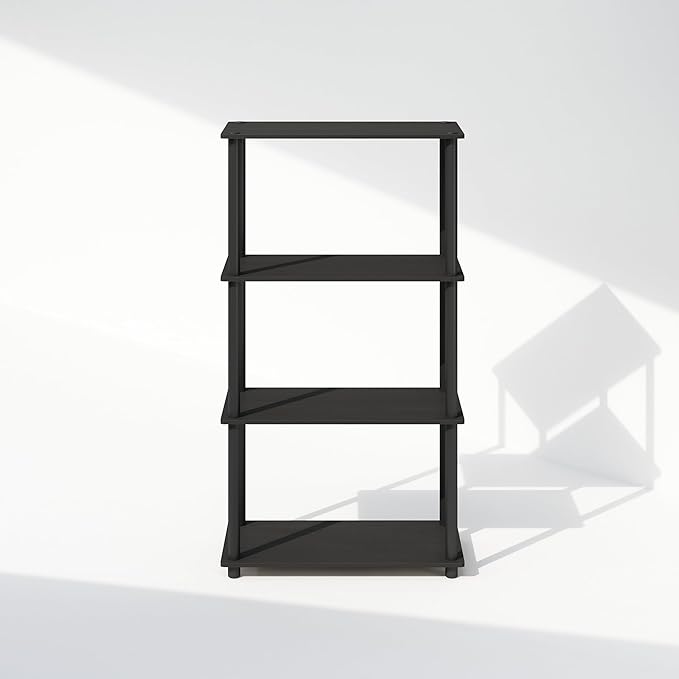 Furinno Turn-N-Tube 4-Tier Multipurpose Bookcase, Americano/Black-NeatNest