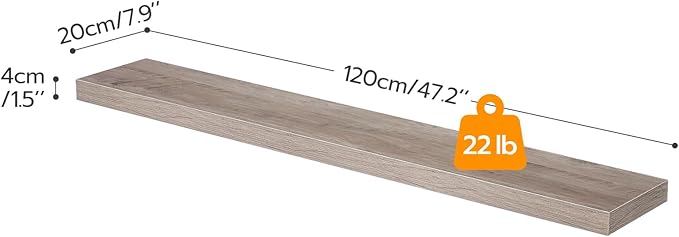HOOBRO Floating Shelves for Wall, Wall Mounted Shelf Set of 2, 47.2" Hanging Shelf with Invisible Brackets, for Wall in Bathroom, Bedroom, Toilet, Kitchen, Living Room, Office, Greige BG120BJP201-NeatNest