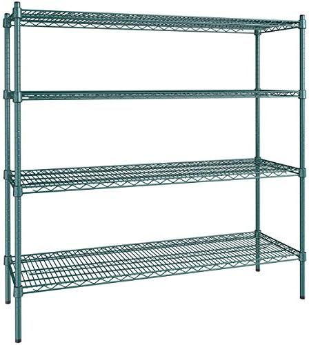 18" x 54" NSF Green Epoxy 4-Shelf Kit with 54" Posts, Heavy Duty Storage Shelving, Wire Shelving Kit, NSF Commercial Storage Rack Unit