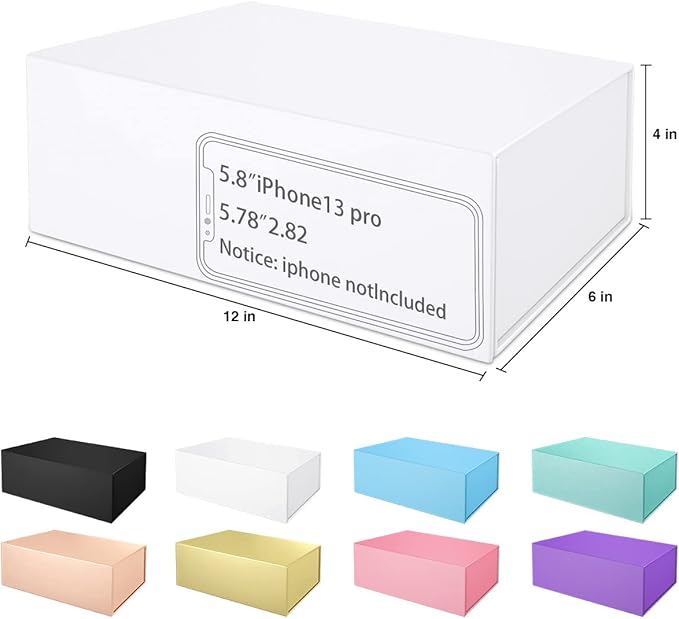 Gift Boxe 12" x 6" x 4" with Magnetic Closure Lid Gift Boxes for Presents,Bridesmaid Gifts Box,Cute Box,Birthday Gift box,Luxury for Gift Packaging, Magnetic Gift Box for Wrapping Gifts (White/5PCS)-NeatNest