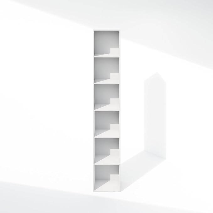Furinno Luder 6-Tier Multipurpose Clothing & Closet Storage Organizer Shelf, White-NeatNest