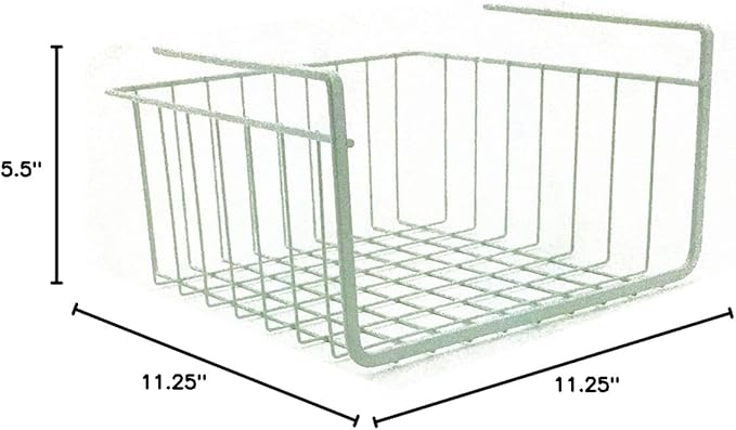 Under Shelf Wire Storage Baskets – Hanging Organizer Rack for Cabinet, Pantry, or Closet – White Metal Basket for Kitchen, Towels, or Office – No Tools Required (11")-NeatNest