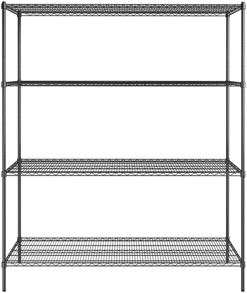 24" x 72" NSF Black Epoxy 4-Shelf Kit with 86" Posts, Heavy Duty Storage Shelving, Wire Shelving Kit, NSF Commercial Storage Rack Unit
