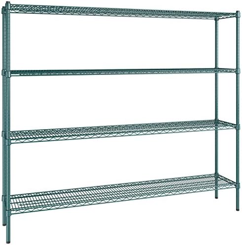 14" x 72" NSF Green Epoxy 4-Shelf Kit with 64" Posts, Heavy Duty Storage Shelving, Wire Shelving Kit, NSF Commercial Storage Rack Unit