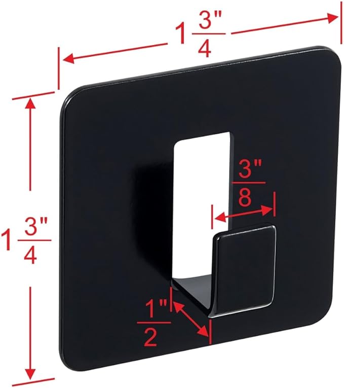 4 Pack Adhesive Towel Coat Hooks - Heavy-Duty Damage Free Hanging Wall Hooks for Bathroom/Kitchen Accessories, Black