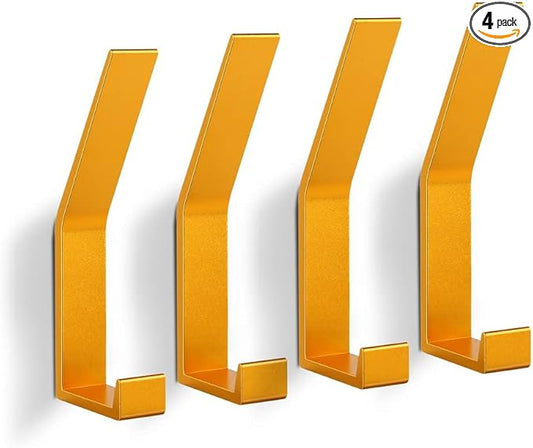 Coat Rack Hooks Wall Mounted, Gold 4Packs, Bath Towel Rope Hooks for Kitchen, Door, Cabinet, Bathroom, Foyers, Hallways, and Bedrooms-NeatNest