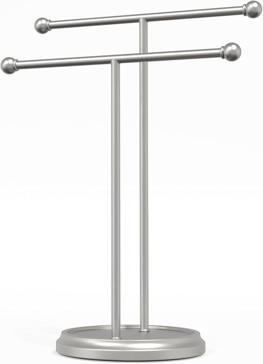 Hand Towel Holder for Bathroom, Towel Rack Stand for Counter, Freestanding, Brushed Nickel