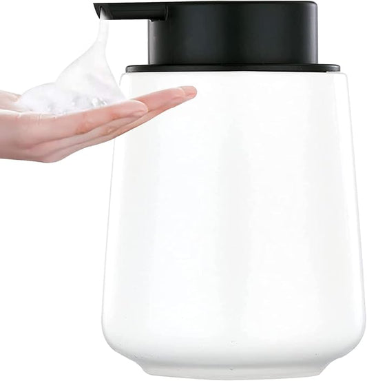 12Oz Foaming Hand Soap Dispenser - White Foam Soap Dispenser Bathroom with Easy-to-Press Pump, Modern Refillable Liquid Lotion Hand Soap Dispenser, Ceramic Dish Soap Dispenser for Kitchen-NeatNest