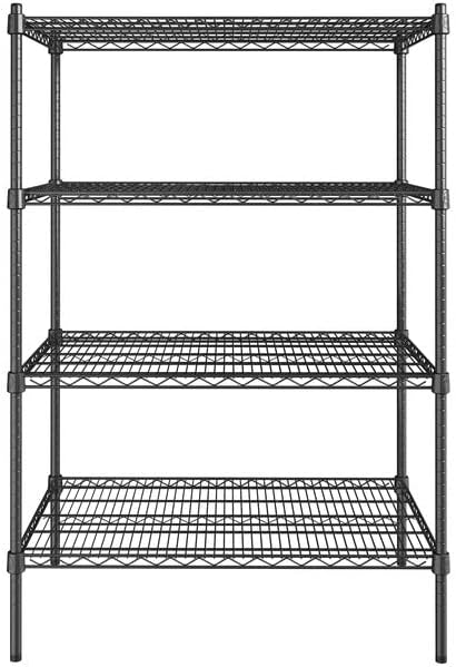 24" x 36" NSF Black Epoxy 4-Shelf Kit with 54" Posts, Heavy Duty Storage Shelving, Wire Shelving Kit, NSF Commercial Storage Rack Unit