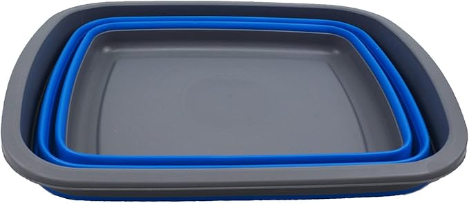 SAMMART 10L (2.6 Gallon) Collapsible Tub-Foldable Dish Tub-Portable Washing Basin-Space Saving Plastic Washtub (Dark Grey/Blue, 1)-NeatNest