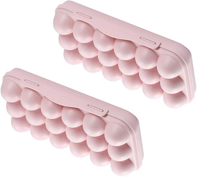 Cabilock 2pcs Portable Egg Storage Box Shatterproof Refrigerator Egg Holder Stackable Egg Tray for Practical Organization Pink