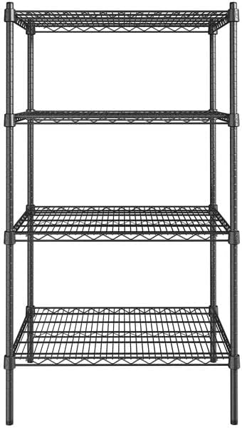 24" x 30" NSF Black Epoxy 4-Shelf Kit with 54" Posts, Heavy Duty Storage Shelving, Wire Shelving Kit, NSF Commercial Storage Rack Unit