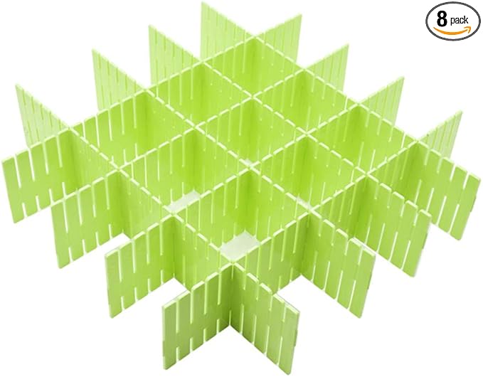 8pcs DIY Plastic Drawer Organizer Adjustable Drawer Dividers for Home Tidy Closet, Socks, Underwear, Office School Supplies, Kitchen Utensil Tools (Green)-NeatNest
