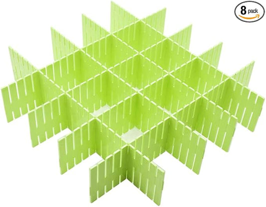 8pcs DIY Plastic Drawer Organizer Adjustable Drawer Dividers for Home Tidy Closet, Socks, Underwear, Office School Supplies, Kitchen Utensil Tools (Green)-NeatNest