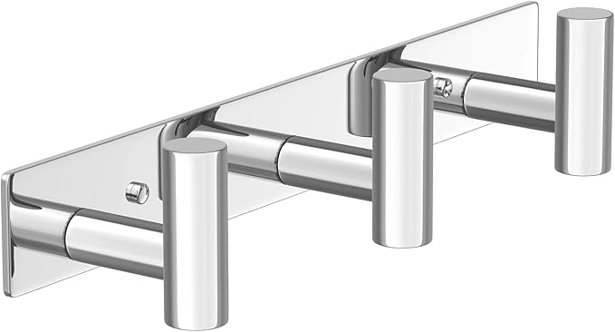 Wall Mounted Coat Rack-3 Hooks, Heavy Duty Stainless Steel Hook Rail for Towel Coat Hat Purse Bag Jacket, Towel Hooks for Entryway Bathroom Kitchen (Glossy 3 Hooks - 1 Pack)-NeatNest