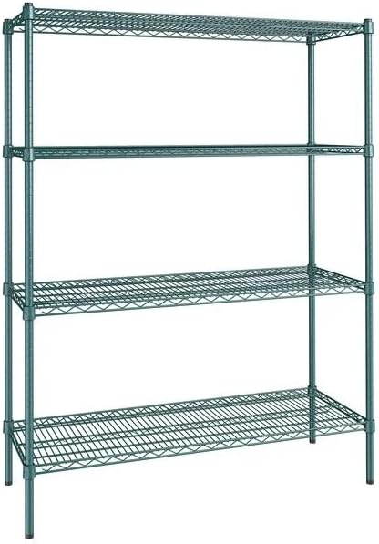 18" x 48" NSF Green Epoxy 4-Shelf Kit with 64" Posts, Heavy Duty Storage Shelving, Wire Shelving Kit, NSF Commercial Storage Rack Unit