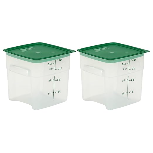 Cambro Food Storage Containers with Lids (Microwave Safe and BPA-Free) - 4 QT (Quart) Square Food Storage Container with Lid (2 Pack)-NeatNest