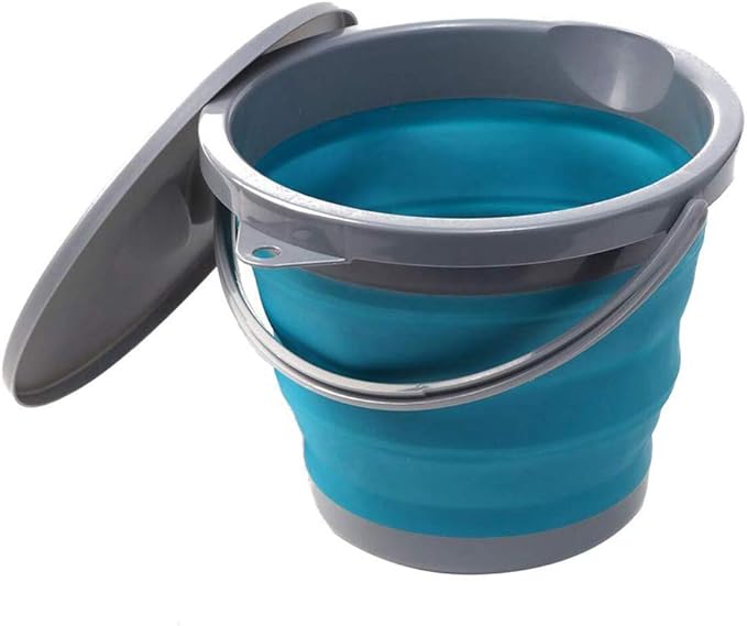 Ahyuan Collapsible Water Bucket with Locking Lid Multifunction Foldable Round Tub Water Pot Portable Water Pail Space Saving Water Container for RV, Camping, Marine, Outdoor Activities and Home (Blue)-NeatNest